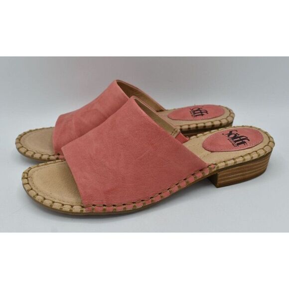 Sofft Womens Size 8.5 Nalanie Pink Leather Open Toe Slide Sandals Shoes - Picture 1 of 12